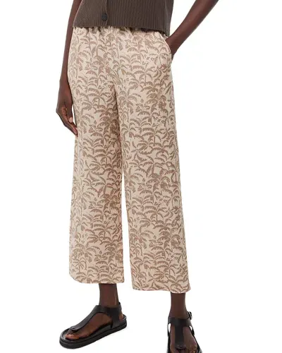 Whistles Palm Print Cropped Trousers In Ivory/multi