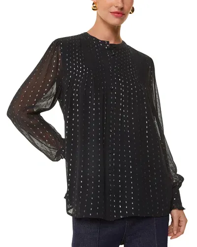 Whistles Petites Metallic Stripe Shirt In Black/multi