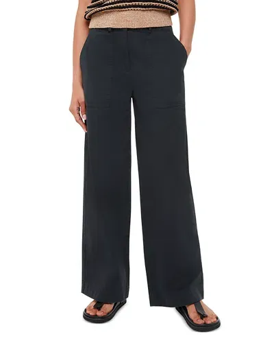 Whistles Ruth Wide Leg Trousers In Washed Black