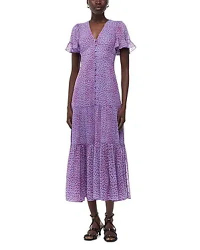 Whistles Sketched Cheetah Dobby Dress In Purple/multi