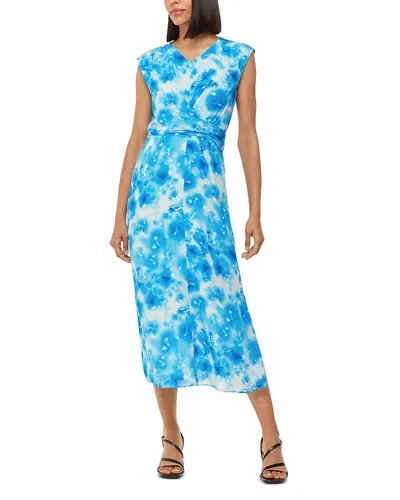 Whistles Sprayed Flowers Daina Dress In Blue Multi