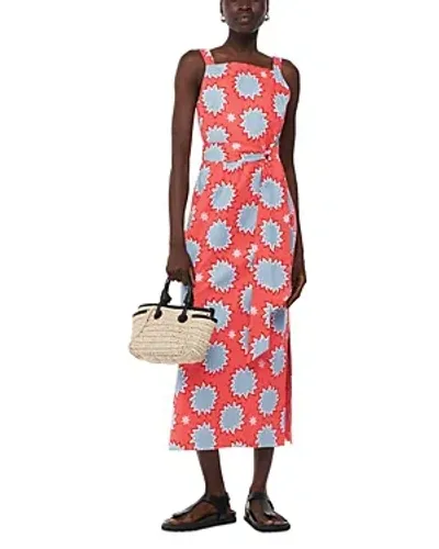 Whistles Sunburst Print Dress In Coral/multi