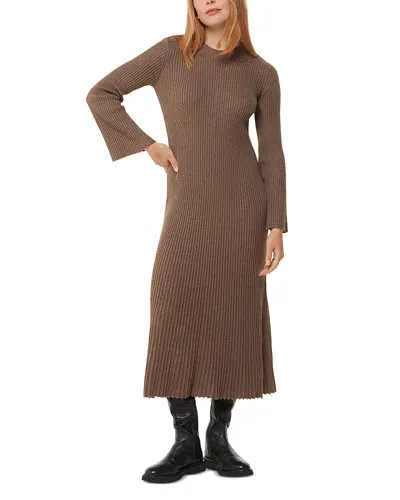 Whistles Willow Ribbed Knit Dress In Taupe