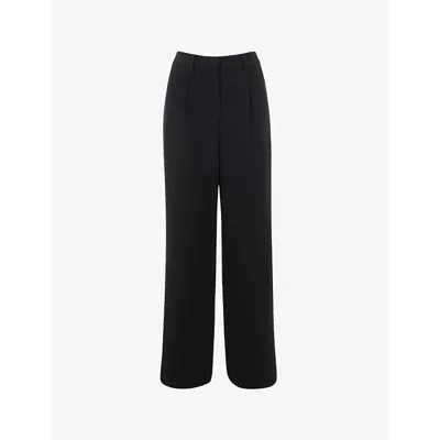 Whistles Womens Black Wide-leg High-rise Velvet Trousers