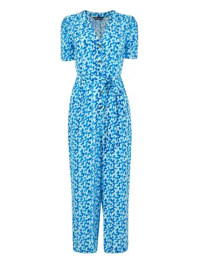 Whistles Hazy Coral Printed Jumpsuit In Blue/multi