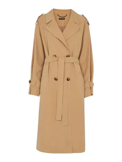 Whistles Riley Double-breasted Woven Trench Coat In Neutral