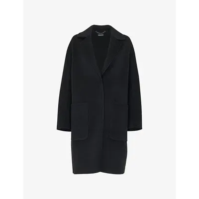 Whistles Womens Black Cassie Revere-collar Double-face Wool-blend Coat