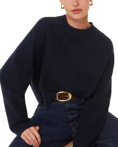 Whistles Wool Cropped Knit Sweater In Navy