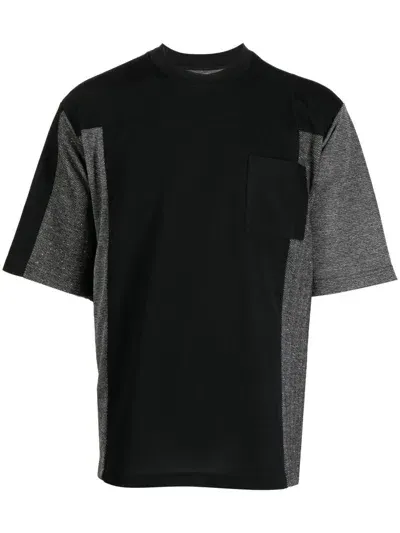 White Mountaineering Colour-block Panelled T-shirt In Black