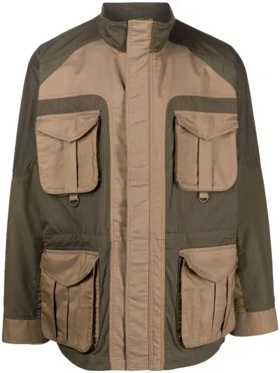 White Mountaineering Panelled Cargo-pocket Jacket In Braun