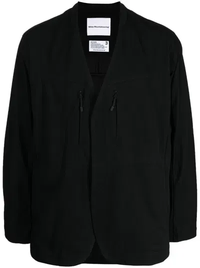 White Mountaineering V-neck Long-sleeve Jacket In Black