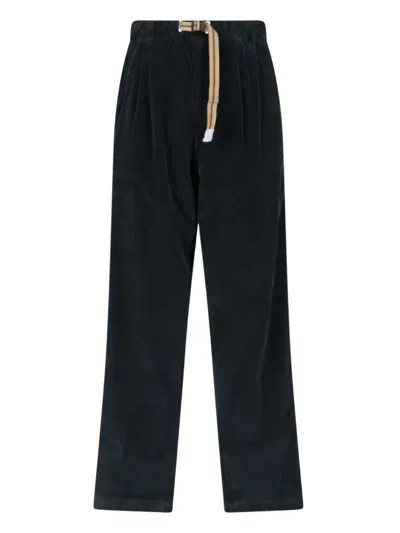 White Sand Corduroy Straight Pants In Black