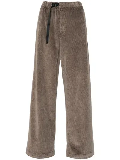 White Sand Cotton Blend Trousers In Brown