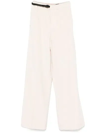 White Sand Cotton Blend Trousers In White