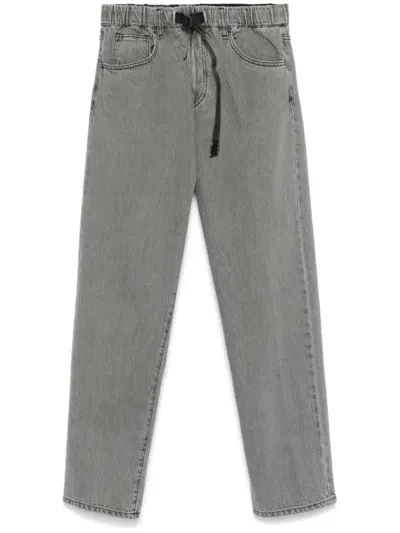 White Sand Cotton Jeans With Elasticated Waist In Grey