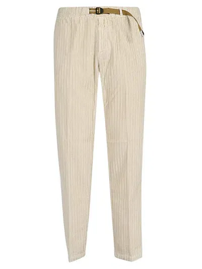 White Sand Cotton Ribbed Trousers In Beige