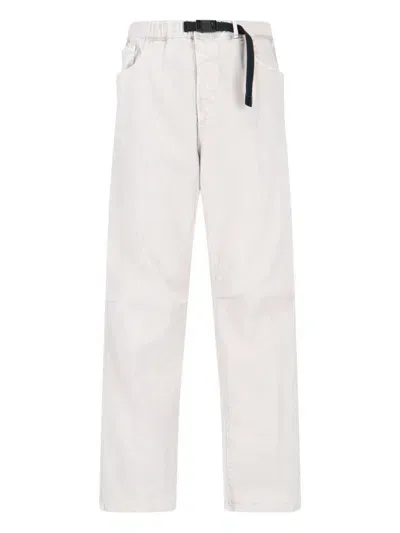 White Sand Straight Pants With Belt In White