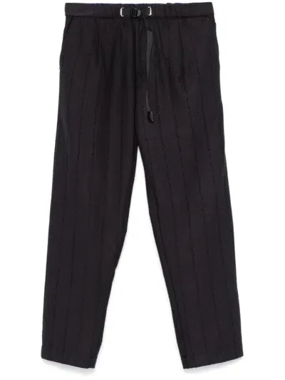 White Sand Striped Trousers In Black