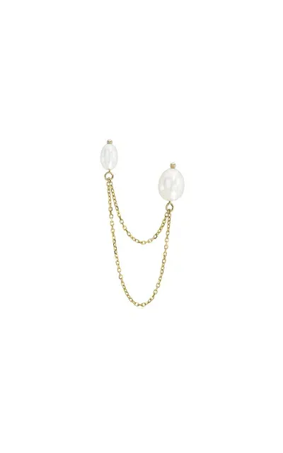 White/space Bella 14k Yellow Gold Pearl Single Earring In White