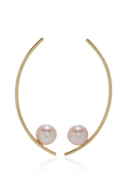 White/space Treviso 14k Yellow Gold Pearl Earrings In Pink