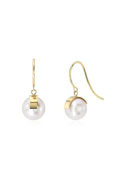 White/space White Aalto 14k Yellow Gold Pearl Drop Earrings