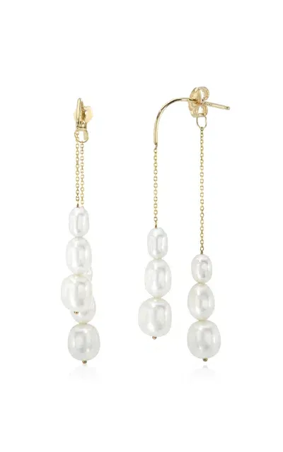 White/space White Demira 14k Yellow Gold Pearl Earrings