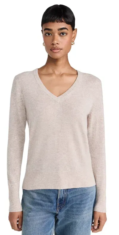 White + Warren Cashmere Core V Neck Pullover Sandwisp Heather