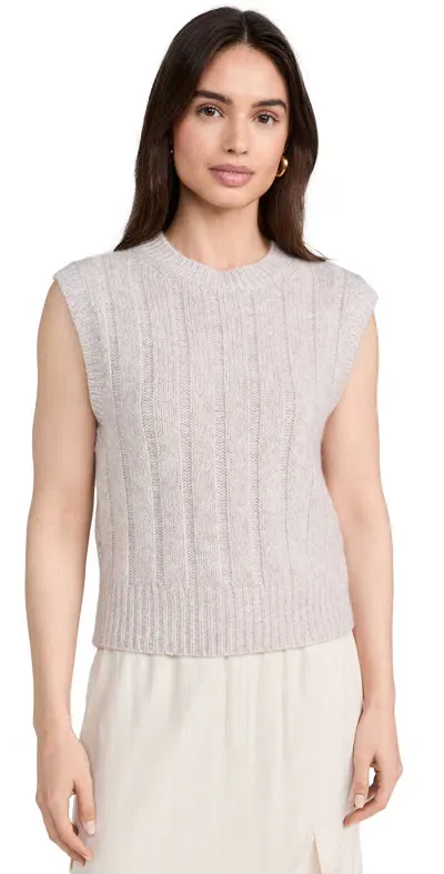 White + Warren Cashmere Marled Wide Rib Shell Sweater Sandwisp Combo