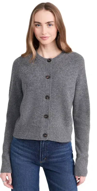 White + Warren Cashmere Waffle Cardigan Graphite Heather