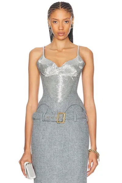 Wiederhoeft For Fwrd Salon Corset Top In Gray