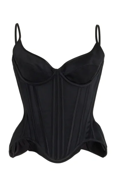 Wiederhoeft Salon Satin Corset Top In Black