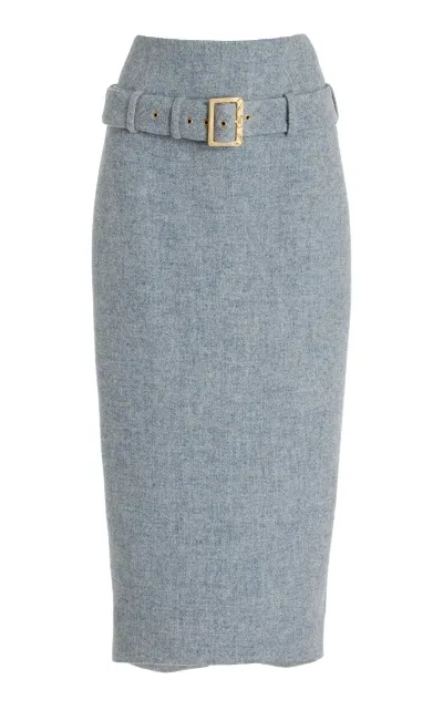 Wiederhoeft Salon Wool Midi Skirt In Blue