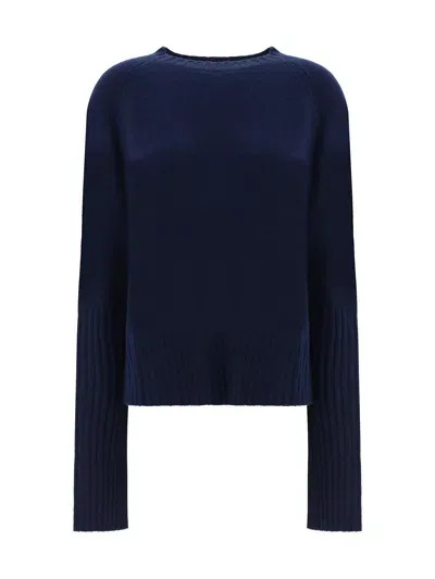 Wild Cashmere Crew Neck Ribbed Cuffs Knitwear In Blue