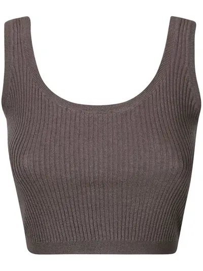 Wild Cashmere Ribbed-knit Tank Top In Grey