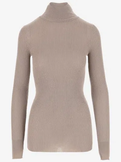 Wild Cashmere Ribbed Silk And Cashmere Pullover In Beige