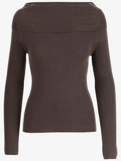 Wild Cashmere Ribbed Silk And Cashmere Sweater In Brown