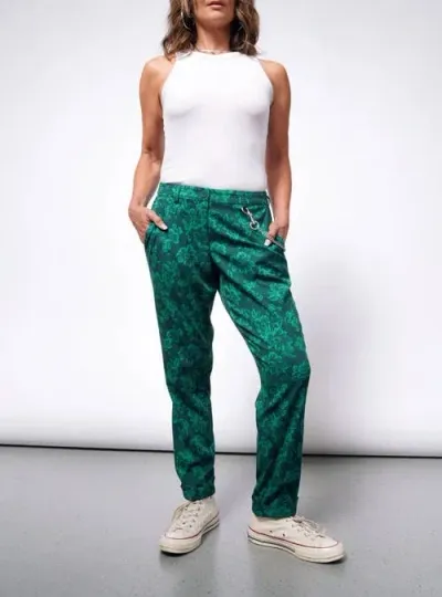 Wildfang The Empower Trouser In Blossom Forest/emerald