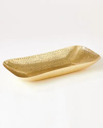 William D Scott Hammered Oval Bowl In Brass