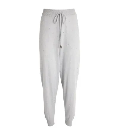 William Sharp Cashmere Crystal-embellished Sweatpants In Blue