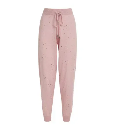 William Sharp Cashmere Crystal-embellished Sweatpants In Pink