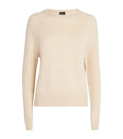 William Sharp Cashmere Embellished-sleeve Sweater In Beige