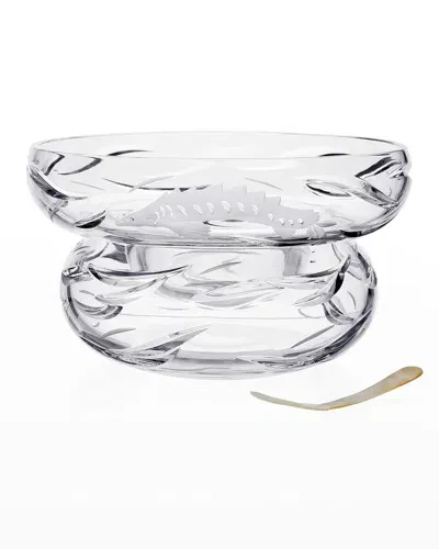 William Yeoward Crystal Persephone Caviar Server W/ Mother-of-pearl Spoon In Transparent