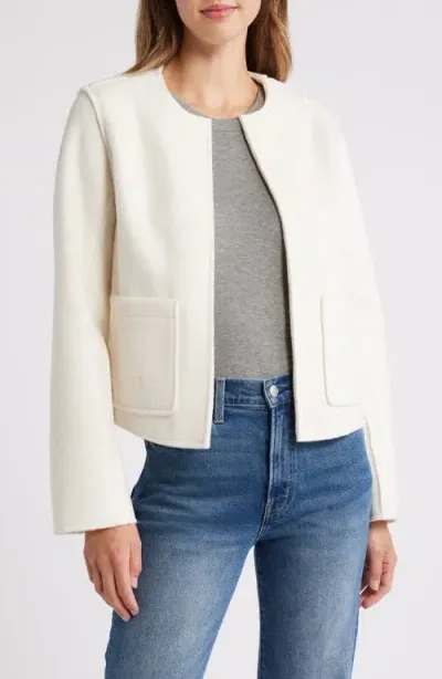 Wit & Wisdom Collarless Crop Jacket In White