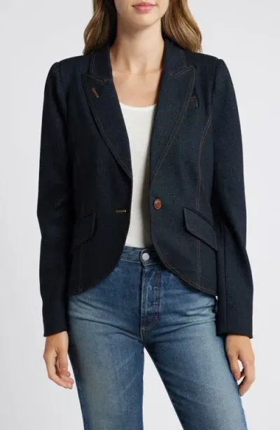 Wit & Wisdom Crop Denim Blazer In Dark Indigo