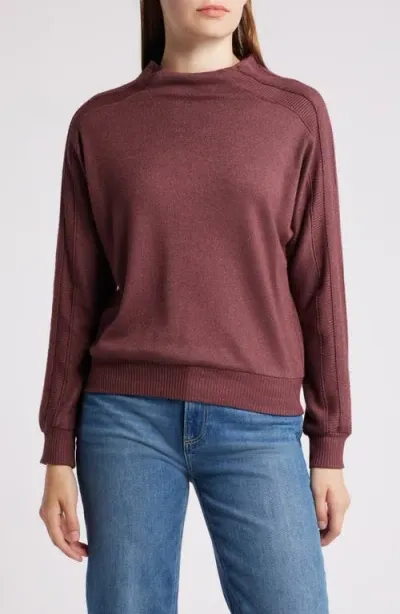 Wit & Wisdom Funnel Neck Knit Top In Heather Lotus Root