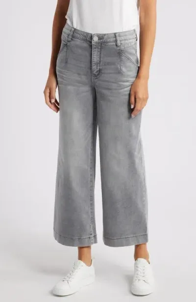 Wit & Wisdom Wyatt 'ab'solution Skyrise V-pocket Ankle Wide Leg Jeans In Grey Artisanal