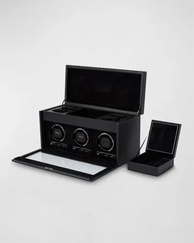 Wolf British Racing Triple Watch Winder With Storage In Black