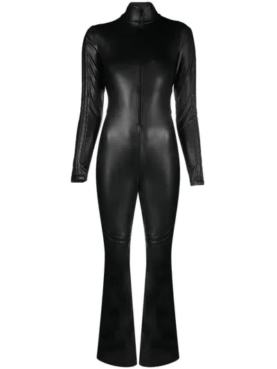 Wolford Black Faux-leather Flared Jumpsuit