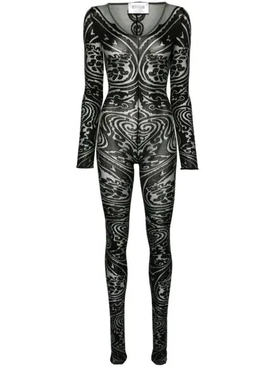 Wolford Body Tattoo V-neck Catsuit In グレー