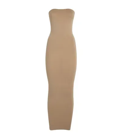 Wolford Fatal Bandeau Maxi Dress In Beige